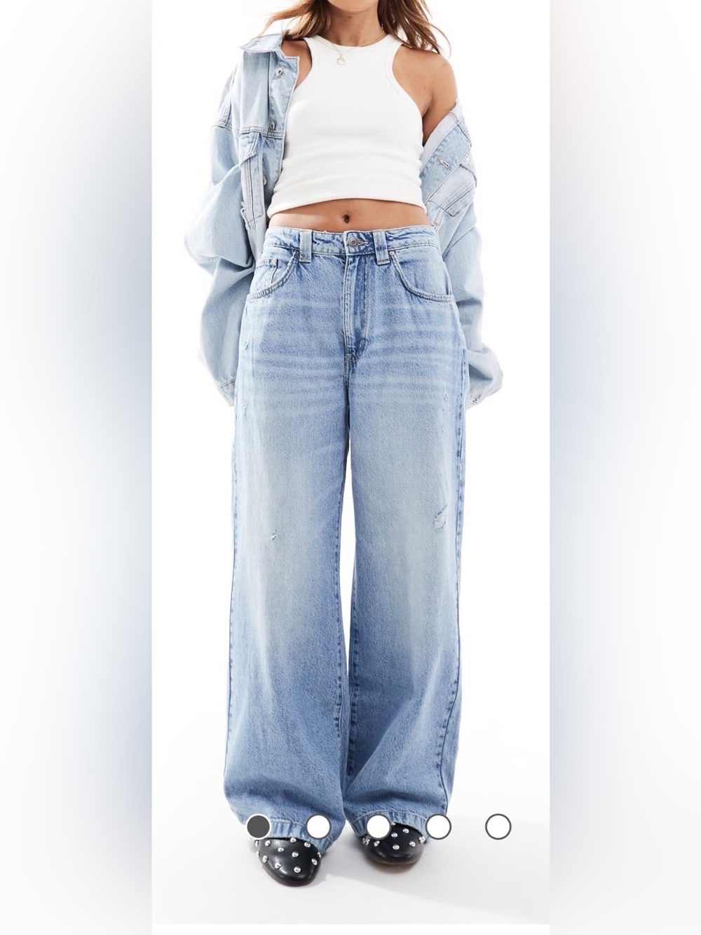Cotton On "Super Baggy" High-Rise Wide-Leg Jeans - Light Wash (Size 26)
